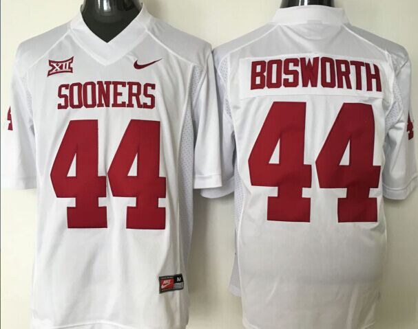 Men Oklahoma Sooners #44 Bosworth White Nike 2025 NCAA Jersey